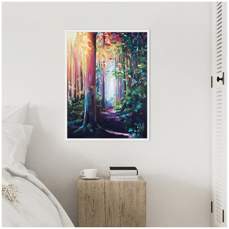 Kate and Laurel Sylvie Forest Path 2 Framed Canvas by Rachel Christopoulos