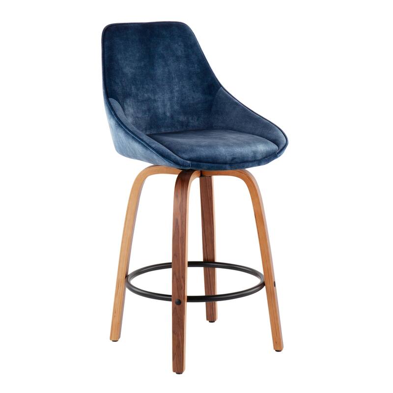 Carson Carrington Alba Velvet Counter Stool with Black Round Footrest (Set of 2)