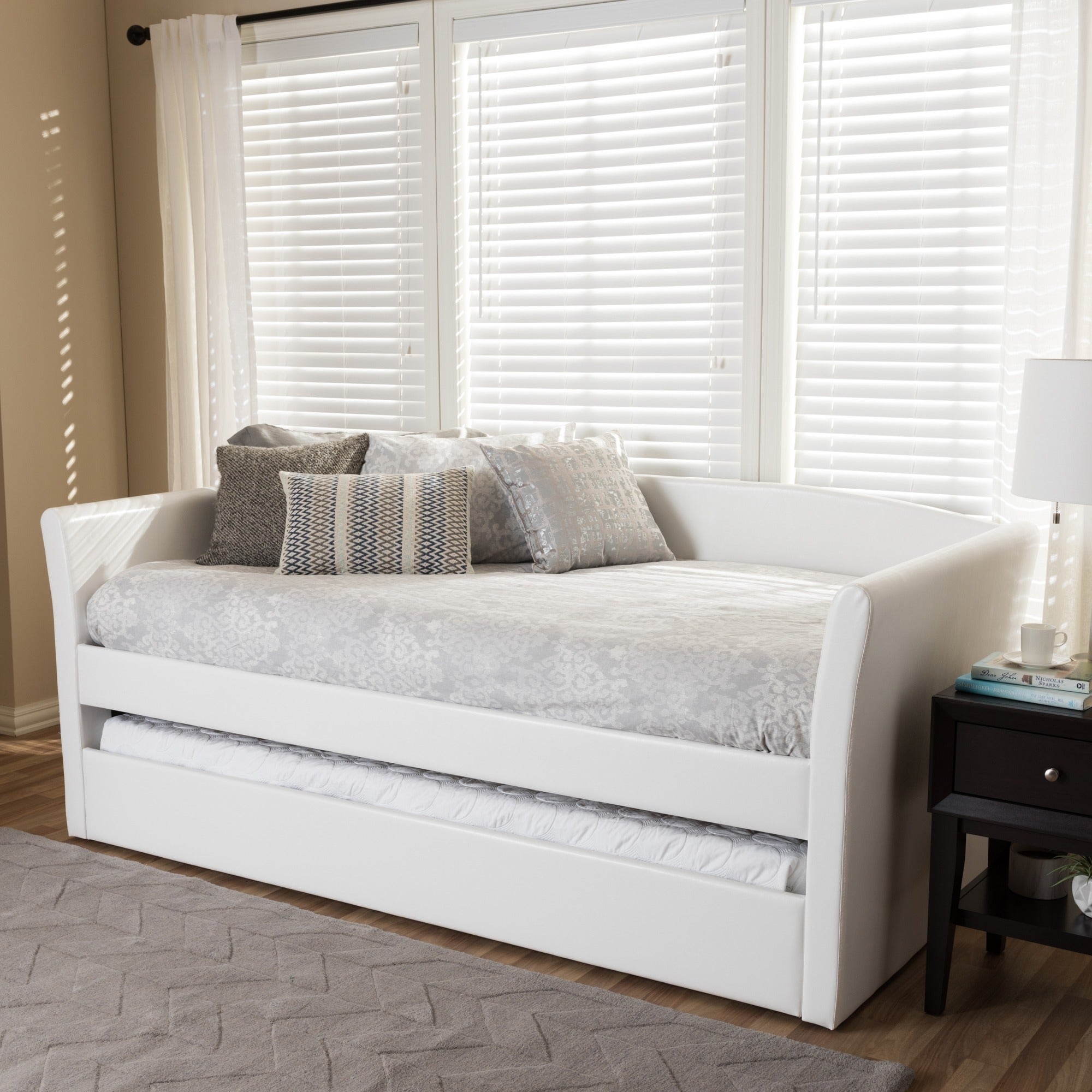 Baxton Studio Camino Upholstered Daybed with Guest Trundle -Twin