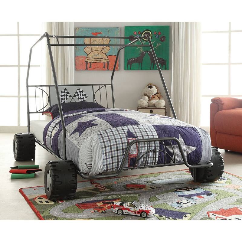 Metal Bed , Car shape, No Box Spring Needed ,Heavy Duty Metal Slats
