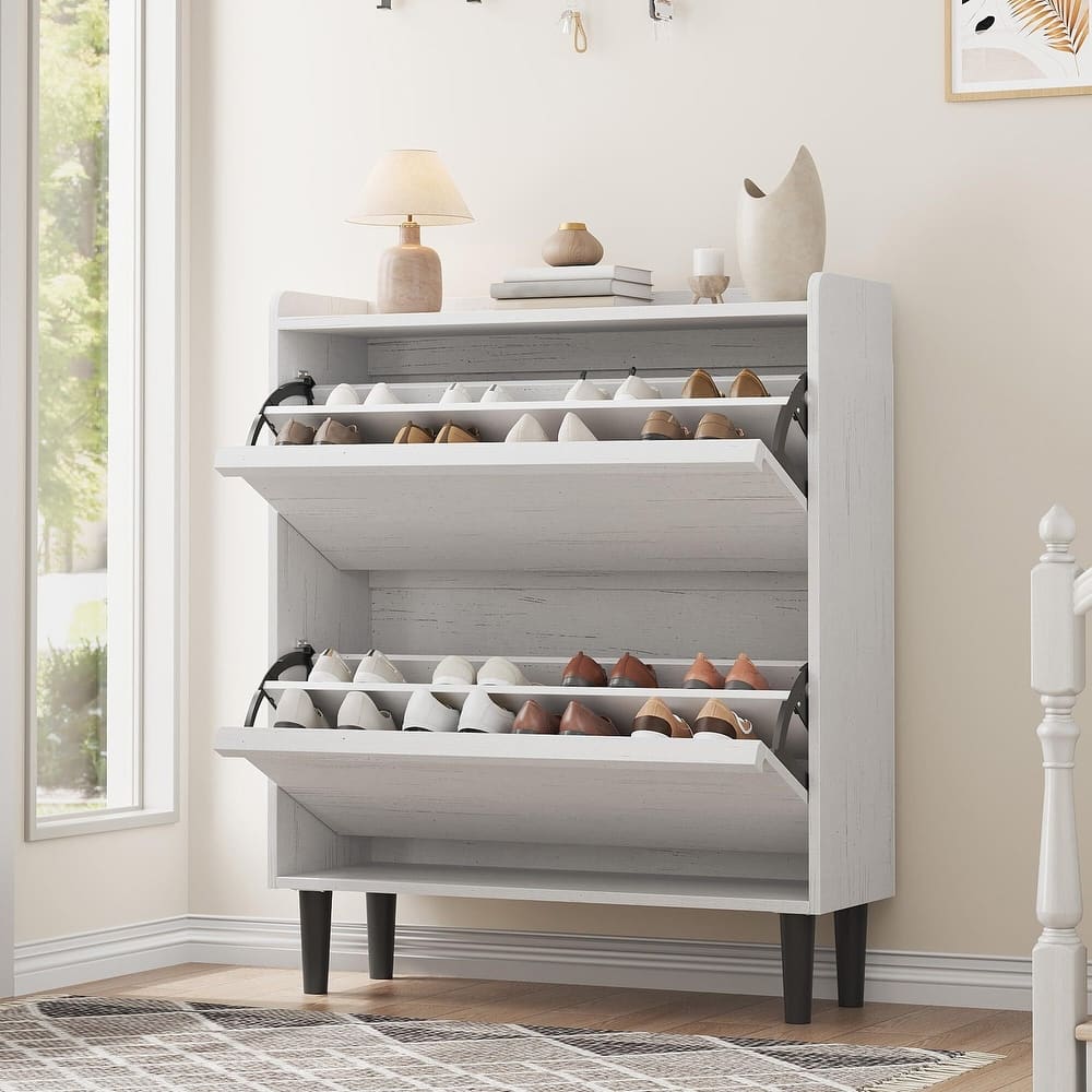 Drawer Wooden Shoe Cabinet with Adjustable Shelves