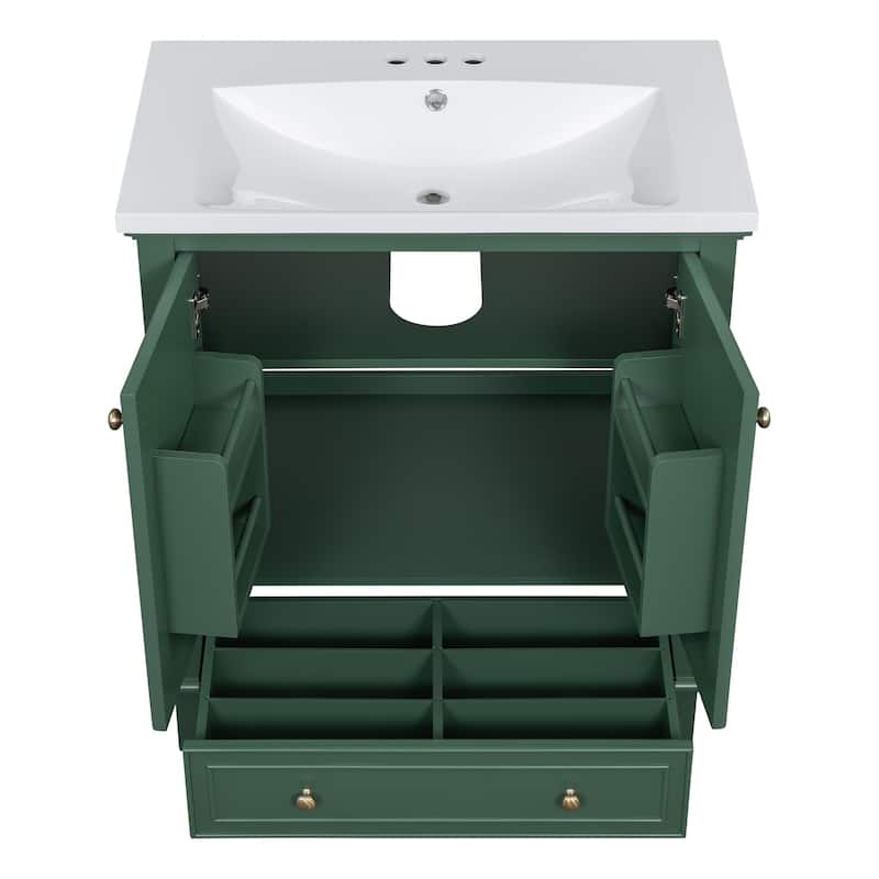 Roomfitters 30" Bathroom Vanity with Sink Combo, Multi-Functional Cabinet with Doors and Drawer, Solid Frame, MDF