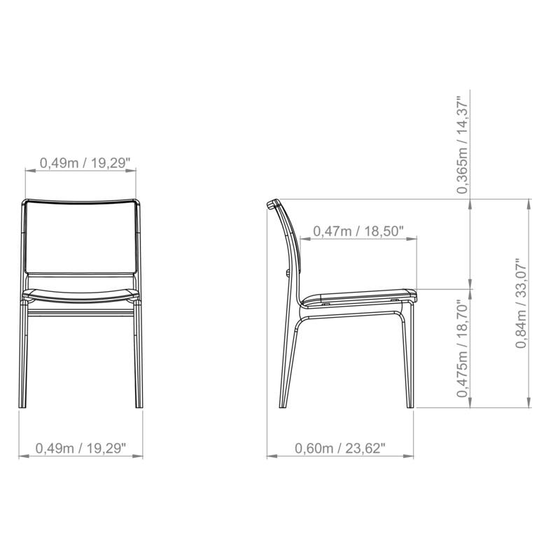 Modern Brazilian - Charlotte - Cane Side Chair - Medley Ivory Seat - Ebano Frame - Natural Cane Webbing