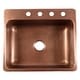 preview thumbnail 4 of 8, Angelico Copper 25" Single Bowl Drop-In Kitchen Sink with 4 Holes