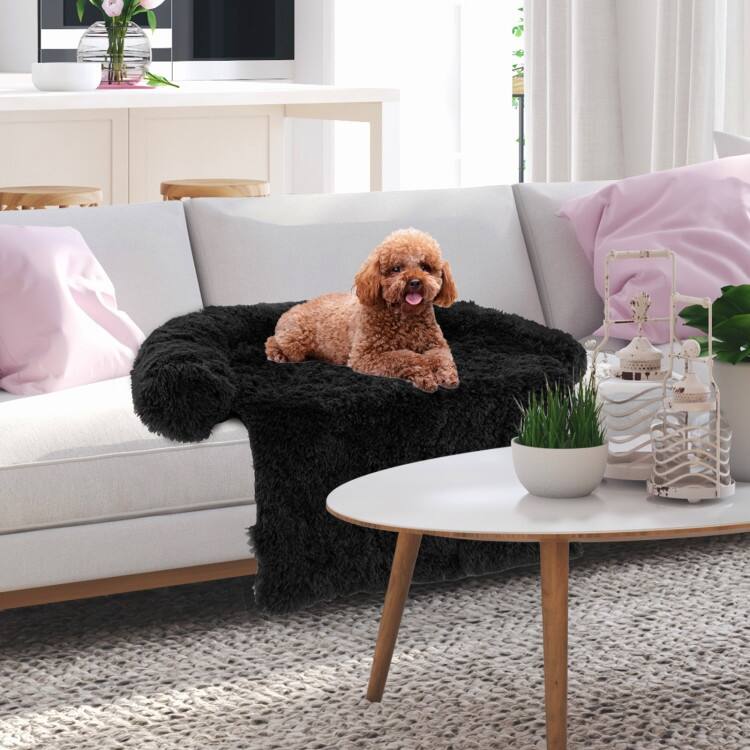Plush Calming Dog Couch Bed with Anti-Slip Bottom