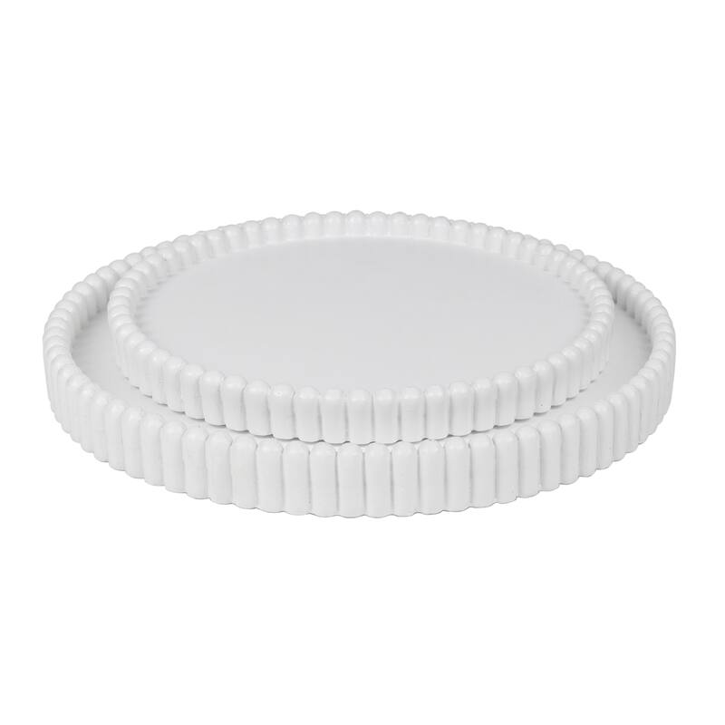 Opulence Modern Minimalist Concrete Fluted Edge Decorative Jewelry Trays (Set of 2)