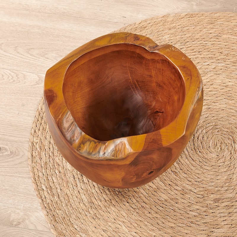 Greenage Mangkok Tebal Bowl Teak Wood Handmade Decorative Bowl - 11.81"x 11.81"x 8.27"