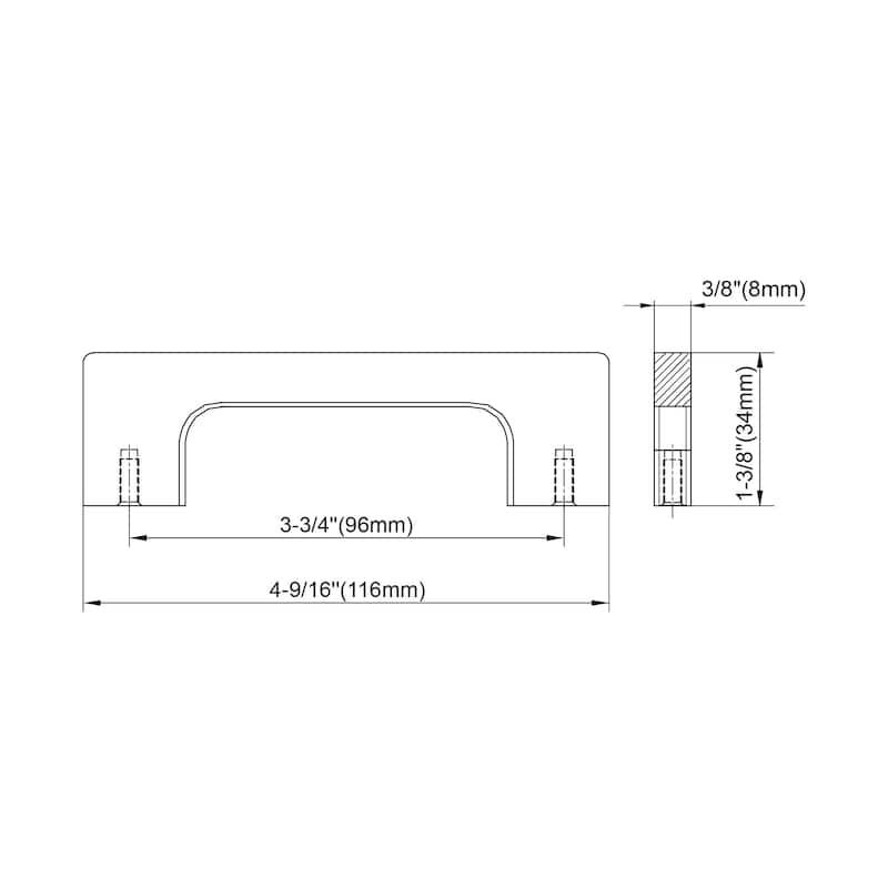 Dowell Series 3013 Handles (96mm/3.8" CTC), Black, 10 Pack - 3.8" - 96mm