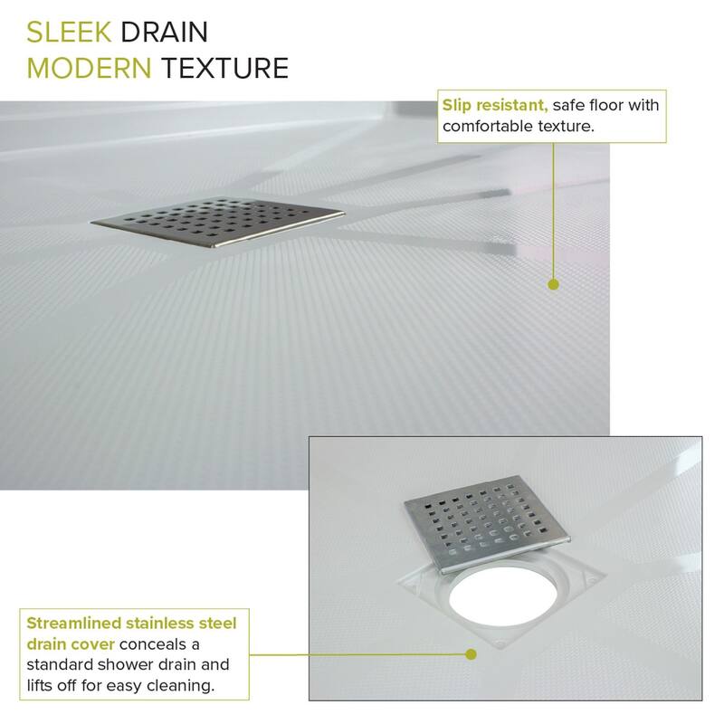 Transolid FL6032C-31 Linear 60-in L x 32-in W Single Threshold Shower Base with a Center Drain - 60-in L x 32-in W