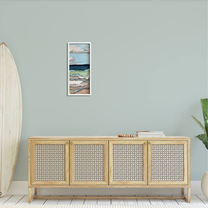 Stupell Cloudy Beach Shore Landscape Layered Ephemera Collage Framed Wall Art, Design by Stacy Gresell