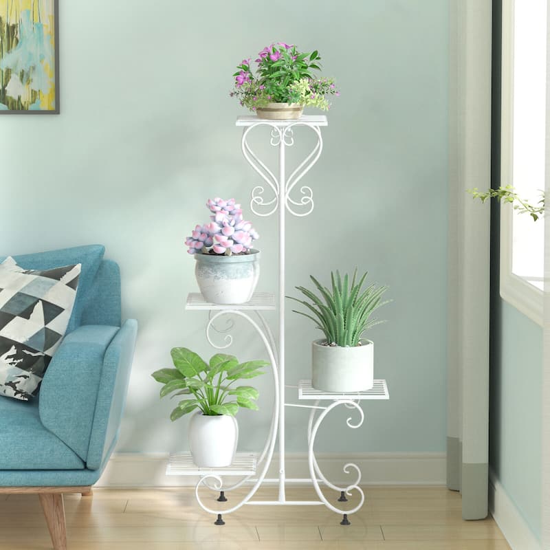 Metal Plant Stand Indoor Outdoor Flower Pot Organizer 4 Tier