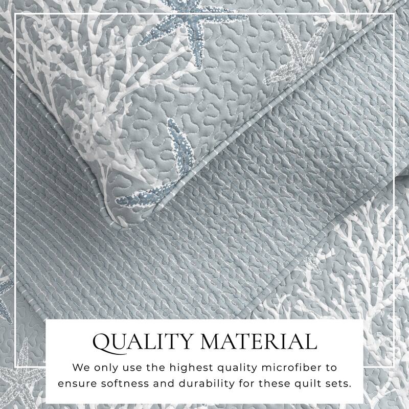 Linery & Co. Coastal Microfiber Quilt Set With Shams