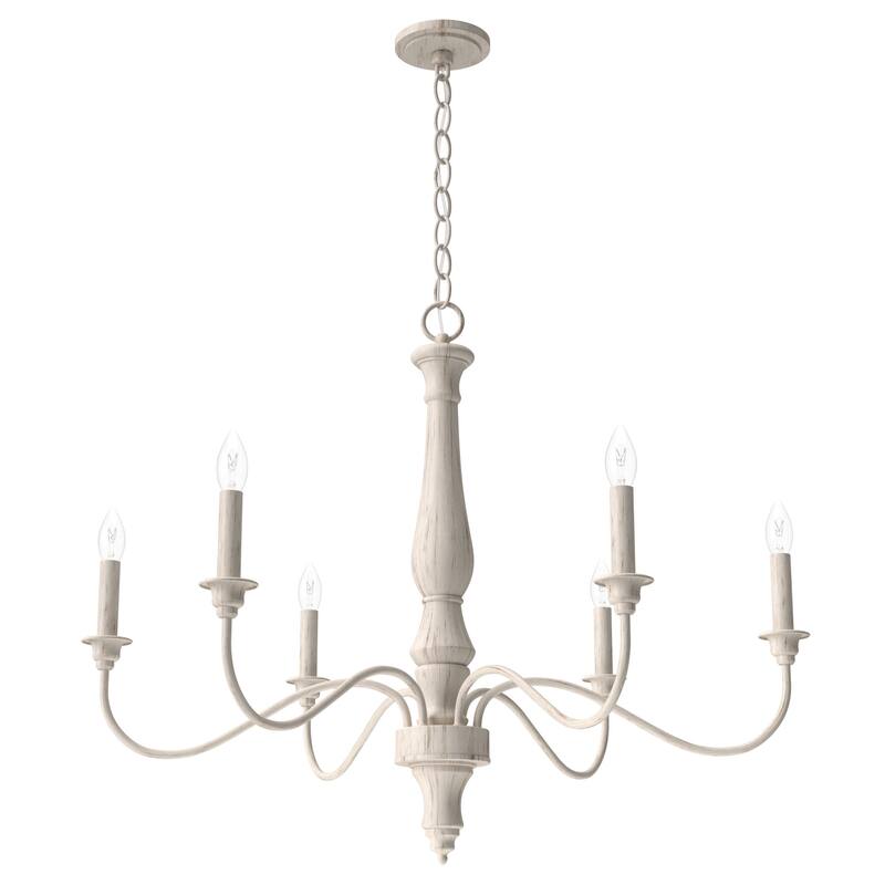 Hunter Teren 6-Light Chandelier - Dining Room, Entry, Living Room - French Country, Vintage, Farmhouse, Candle
