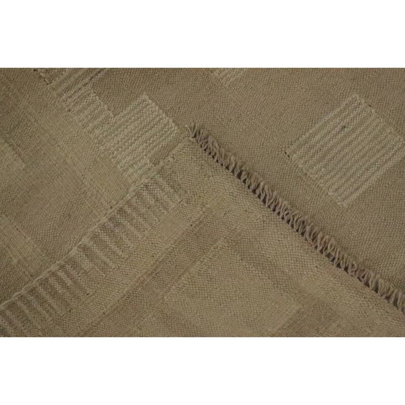 Hand Woven Oriental 100% Wool Carpet Southwestern Tribal Beige & Ivories Kilim Area Rug - 8' 0'' X 4' 8''