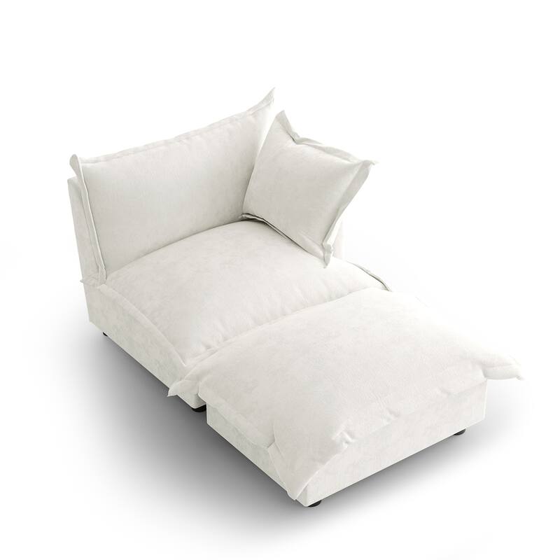 Casual 40"W Oversized Soft Comfy Cloud Chenille Chaise Lounge with Ottoman