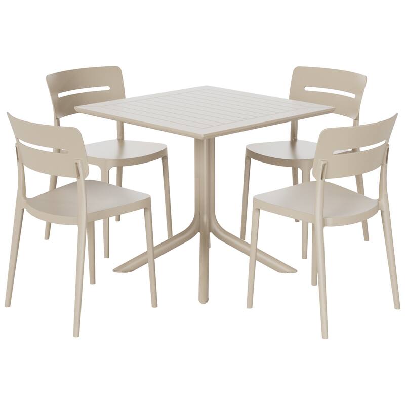 Frond and Form 4-Person Outdoor Square Dining Set - Sand