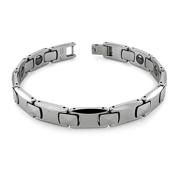 Tungsten Carbide Multi Faceted Link Bracelet W Magnet 8 25 Tungsten Carbide Multi Faceted Link Bracelet W Magnet 8 25 Inches
