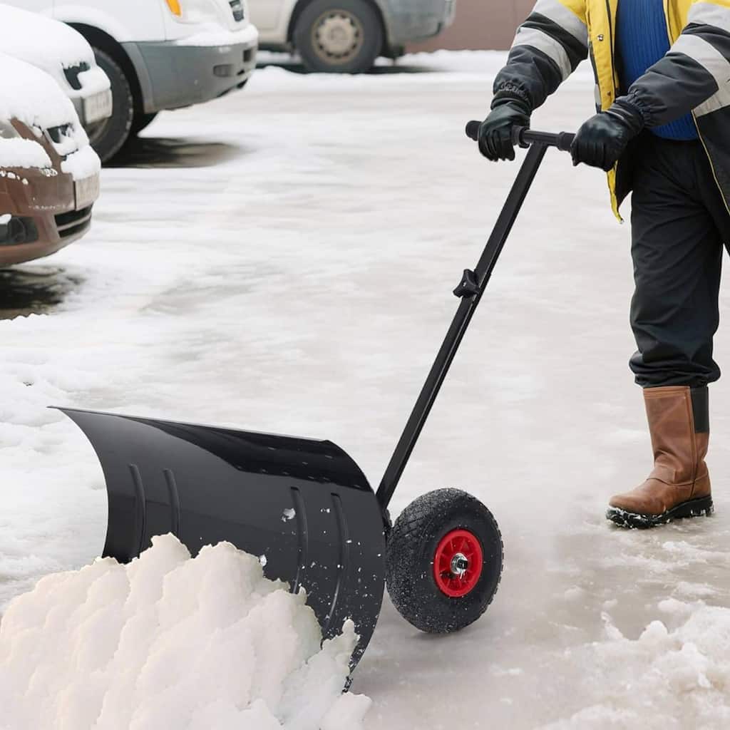 29x16.54 in Rolling Snow Shovel with Wheels for Driveway, Sidewalk, and Patio