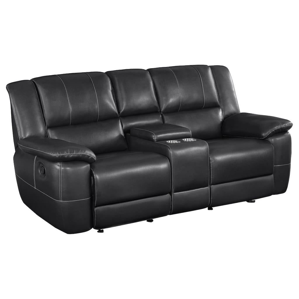 Lee Black Glider Motion Loveseat with Colsole