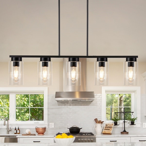 Black Cylinder Kitchen Island Chandelier Kitchen Island Lighting Dining Room Light 5 Light