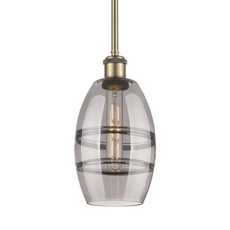 Innovations Lighting 516-1S-9-6 Vaz Pendant Vaz 6" Wide Mini Pendant - Antique Brass / Light Smoke