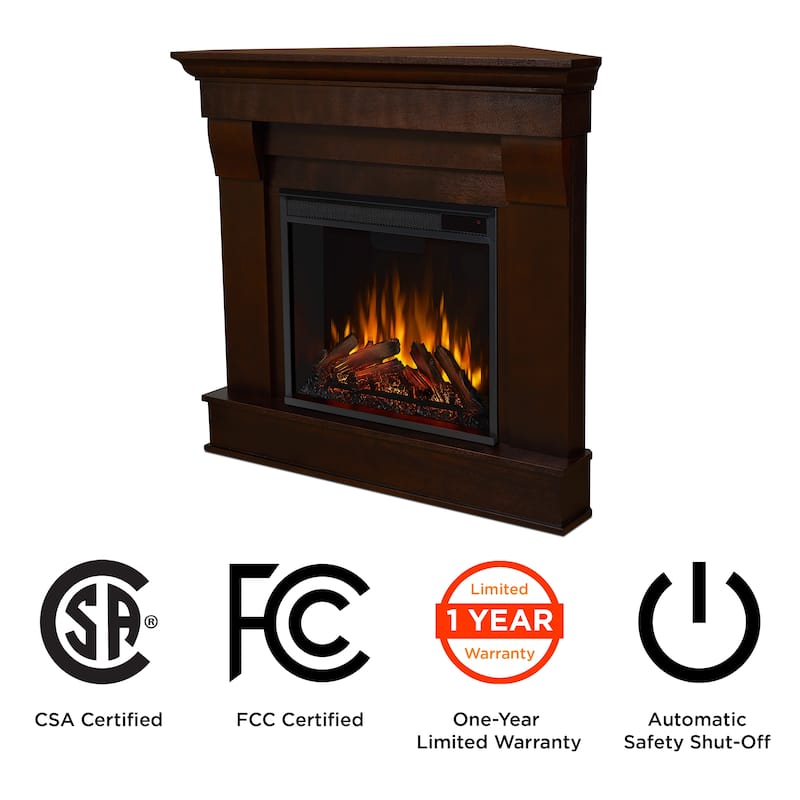 Chateau 41" Dark Walnut Corner Electric Fireplace by Real Flame