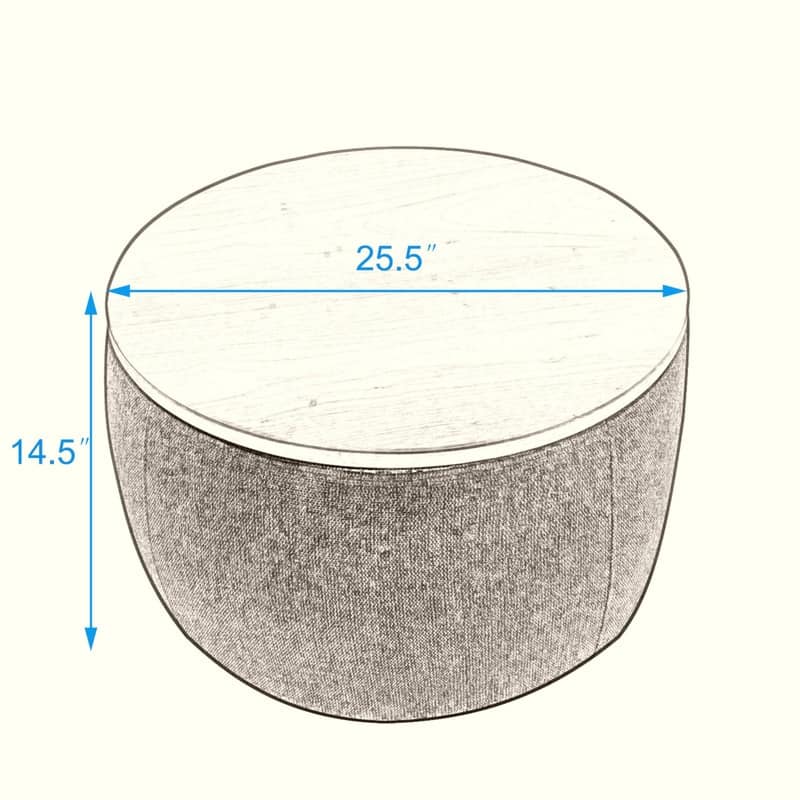 Round Storage Ottoman for End Table