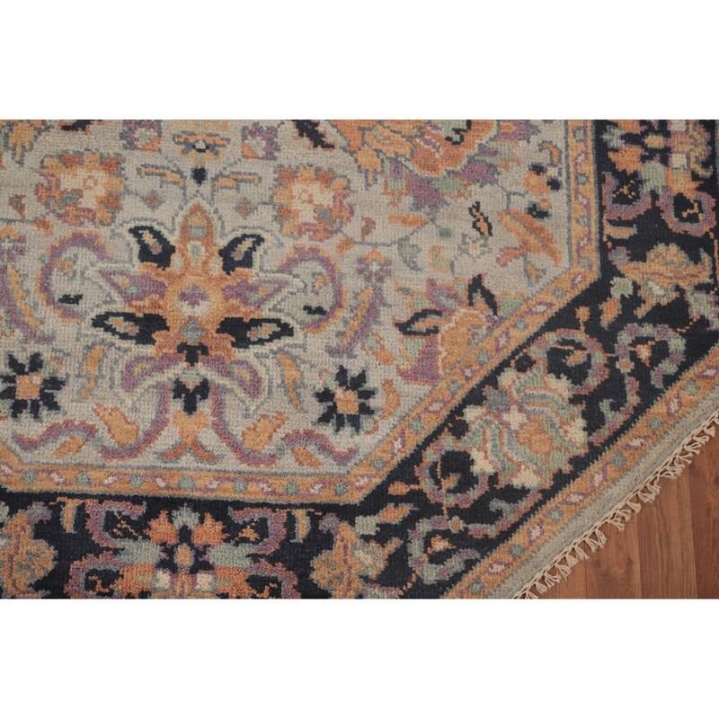 Light Blue Heriz Serapi Octagon Area Rug Wool Carpet - 5'11"x 5'11"