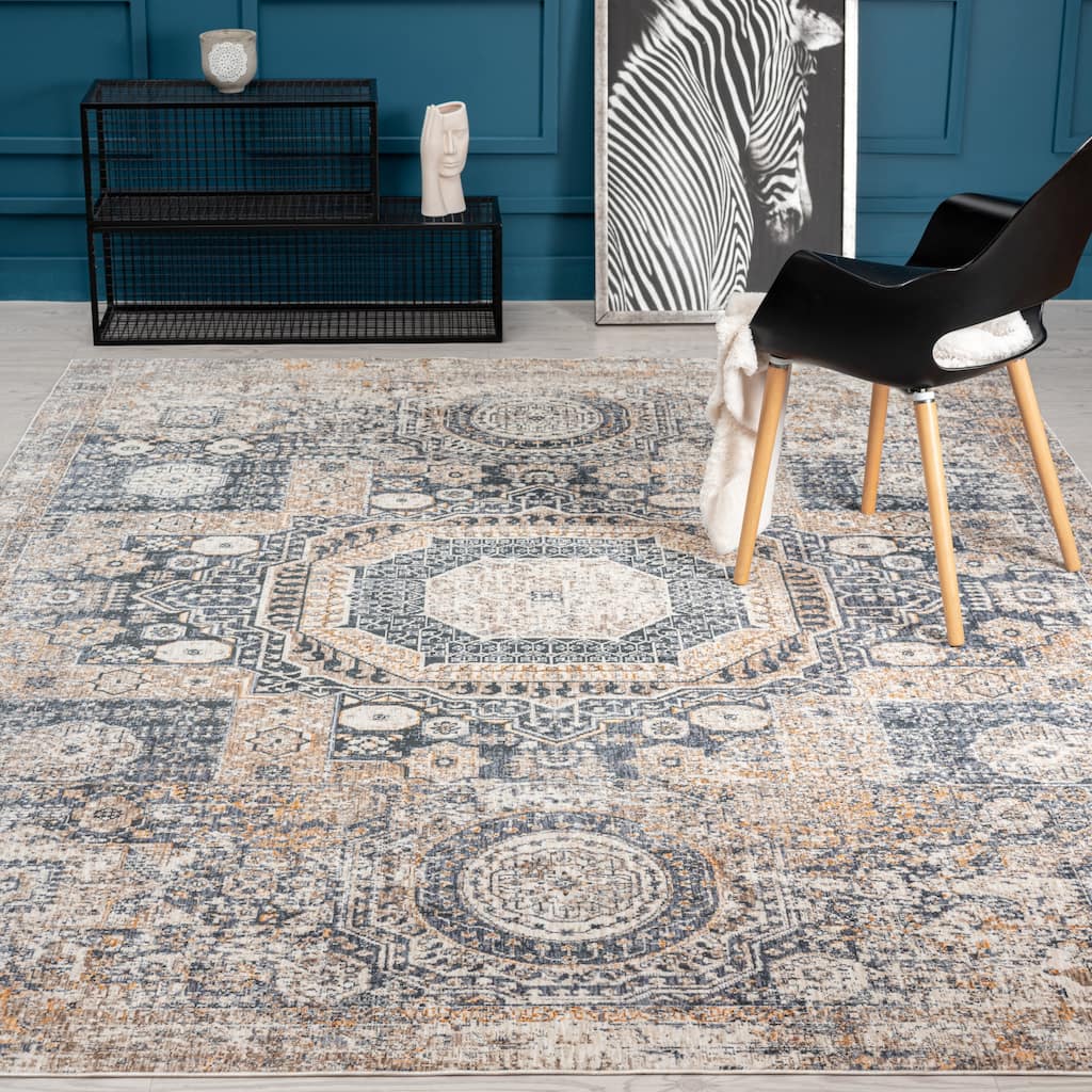 Midnight/Tan Tribal Area Rug