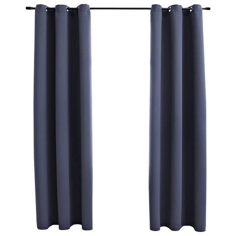 vidaXL Blackout Curtains with Rings 2 pcs Anthracite 37"x95" Fabric - 37" x 95"