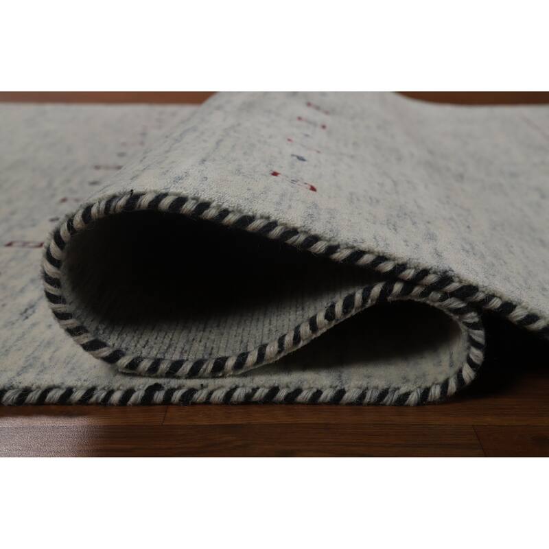 Hand Knotted Oriental 100% Wool Carpet Tribal Animal Pictorial Beige & Ivories Gabbeh Area Rug - 7' 10'' X 5' 2''