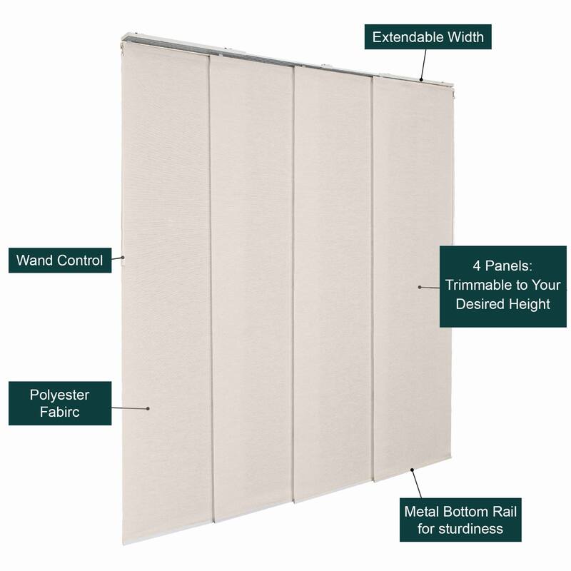 CHICOLOGY Adjustable Sliding Panels, 4-Rail Track, Vertical Blinds, Pation Door Curtain, Room Divider