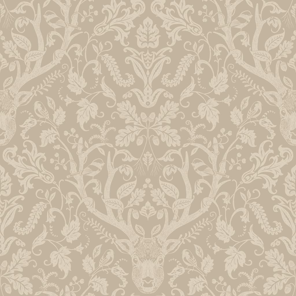 Chesapeake Kiwassa Light Brown Antler Damask Wallpaper