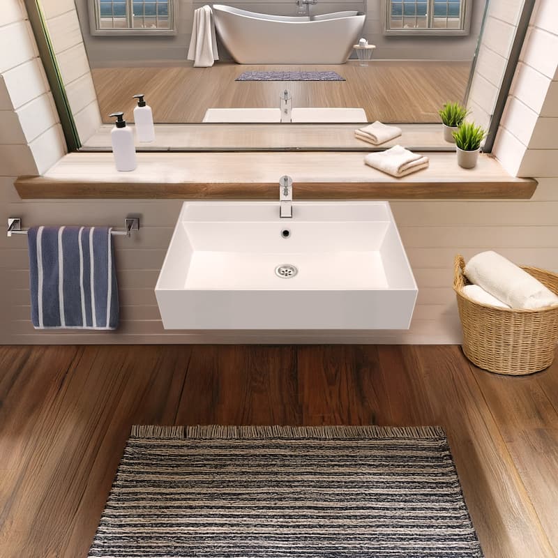 Whitehaus B-AG61-1H 24" Rectangular Vitreous China Wall Mounted