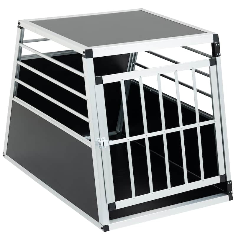 GDFStudio - Miller Aluminum Double Doors Travel Crate Trapezoidal Kennel Dog Cat Carrier Durable