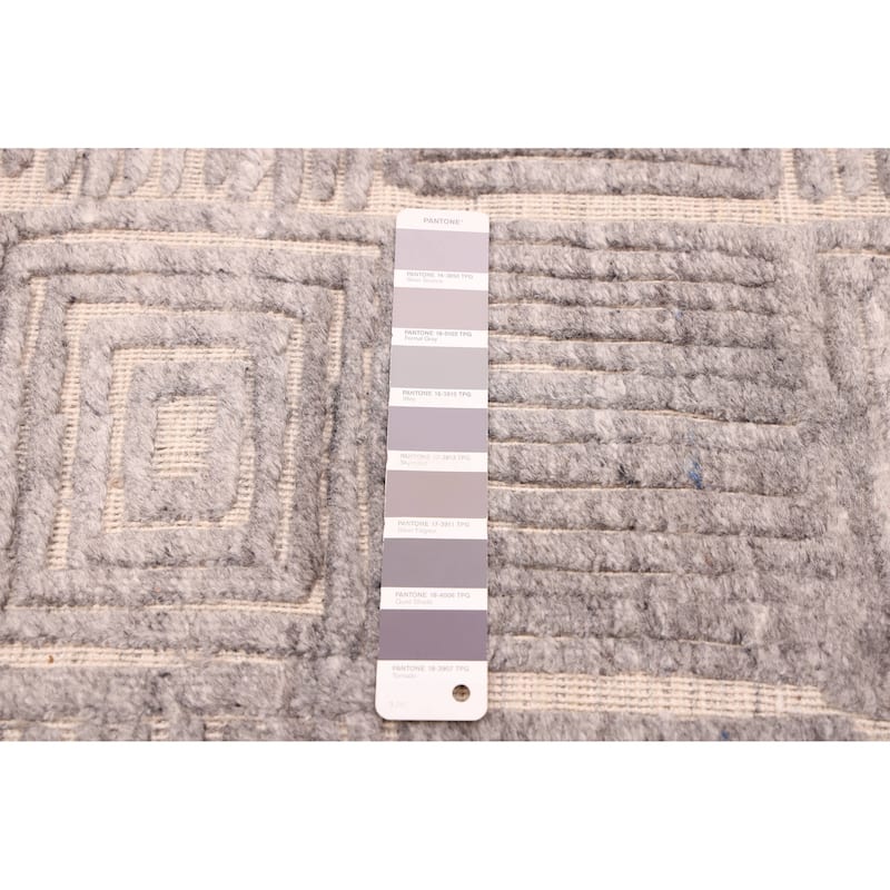 ECARPETGALLERY Hand Loomed Elysian Grey Wool Rug - 8'0 x 9'8