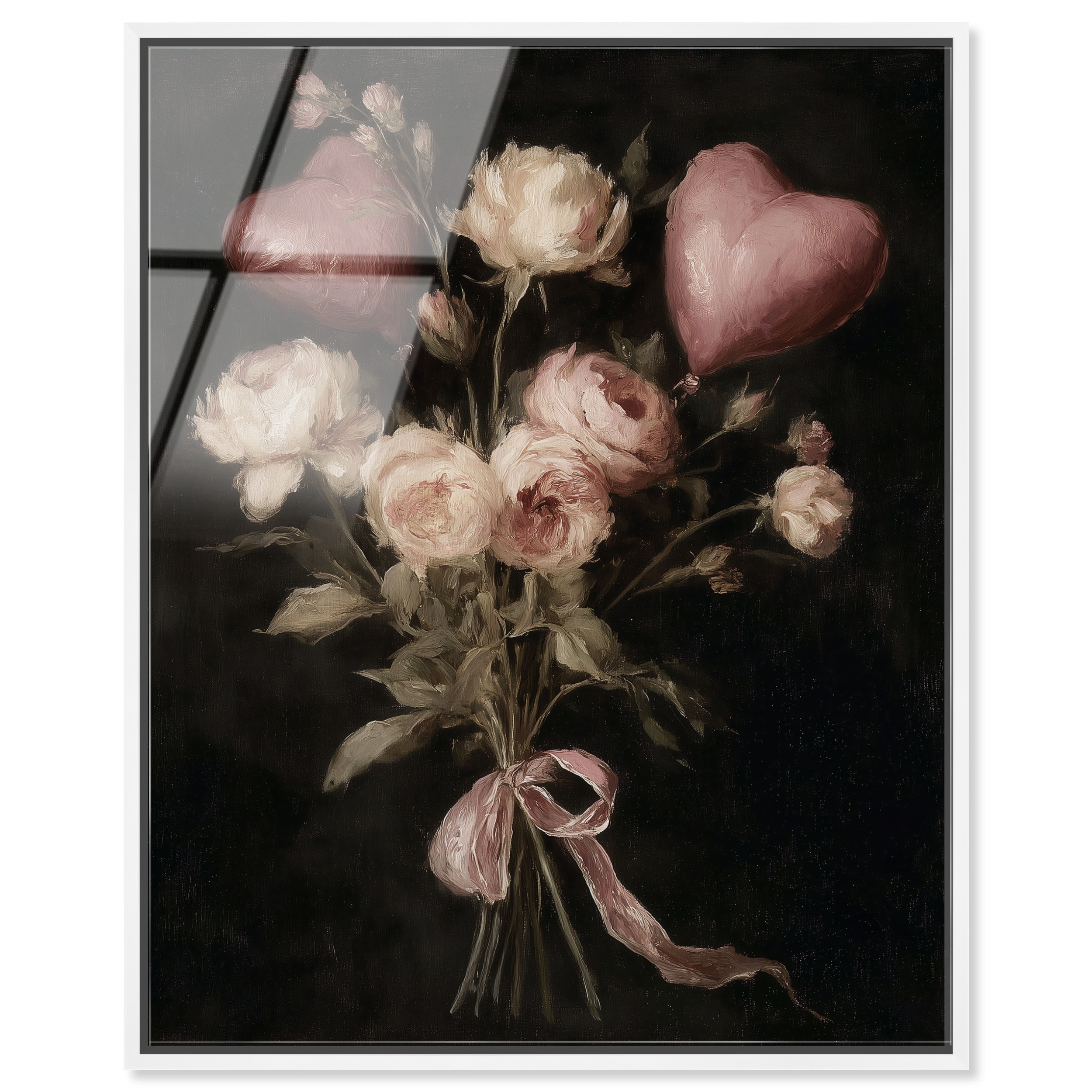 Velvet Hearts Dark Floral Wall Art Acrylic Print by Art Remedy