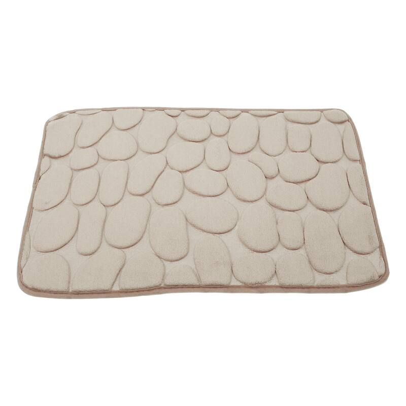 Non-Slip Bathroom Rugs, Polyester Bath Mat, Machine Washable Beige Cobblestone Pattern 23.62"x15.75"