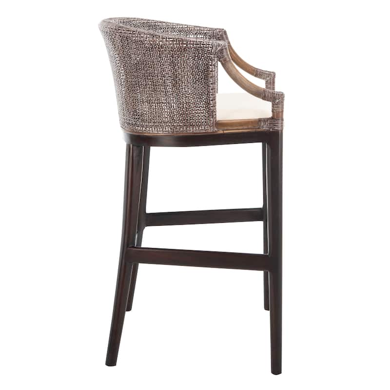 SAFAVIEH Virona Rattan 30-inch Bar Stool - 22.3" W x 20.5" L x 39" H - 22Wx21Dx39H
