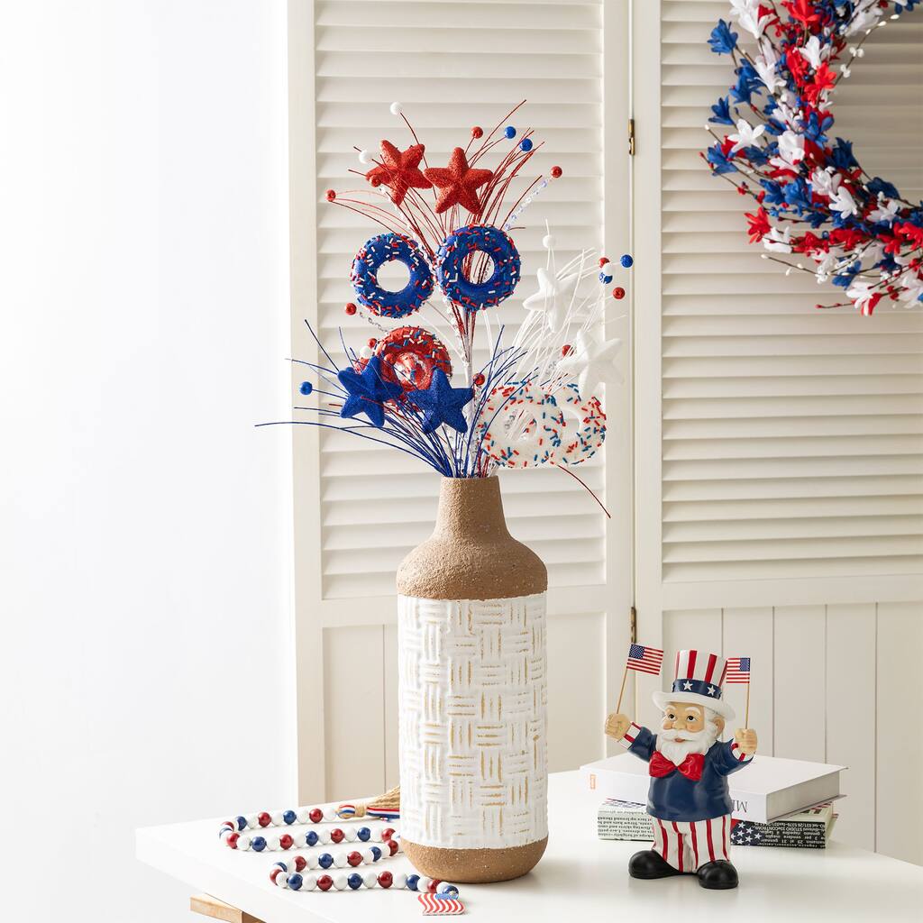 Glitzhome 28"H Set of 2 Patriotic/ Americana Stars and Donuts Picks