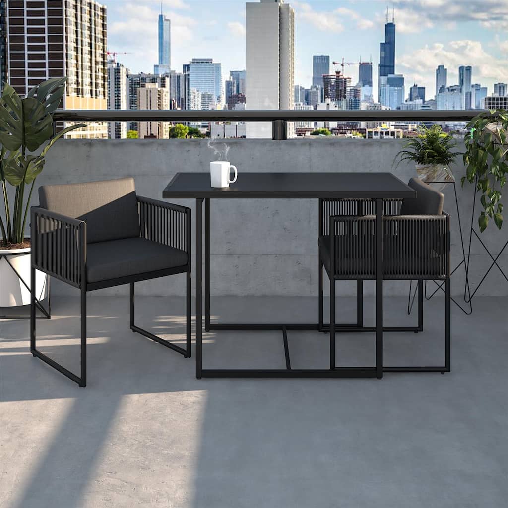 GDFStudio - Modern Nesting Outdoor Bistro Set with Resin Weave