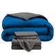 preview thumbnail 22 of 38, Bare Home Down Alternative Reversible Bed-in-a-Bag Medium Blue/Grey, Sheets: Grey - Twin