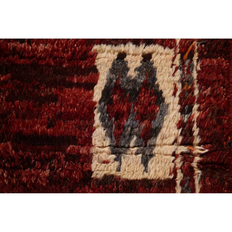 Hand Knotted Oriental 100% Wool Carpet Modern Tribal Red Moroccan Area Rug - 9' 7'' X 6' 10''