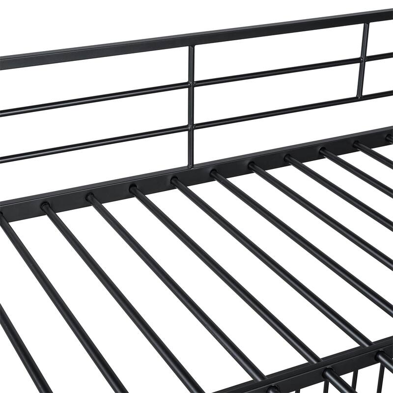 Full over Full Size Metal Bunk Bed with Slide and Guardrails