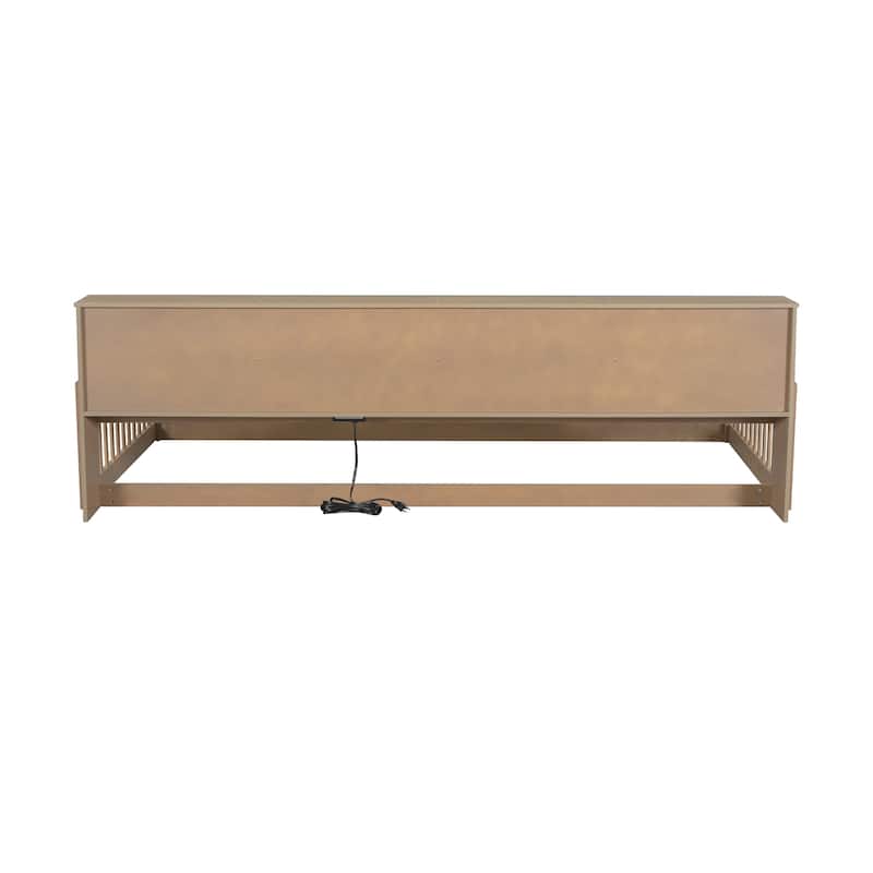 Roomfitters Wood Twin XL Floor Bed with Storage Cabinets and USB Ports