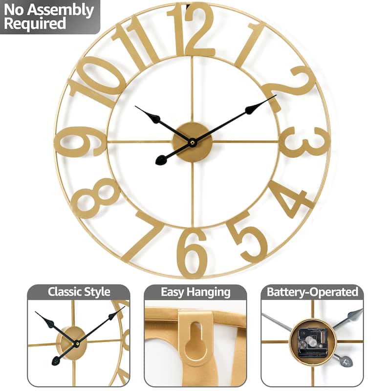Sorbus Large 16 inch Decorative Round Analog Wall Clock Battery Operated With Numeral Style Design - 16"