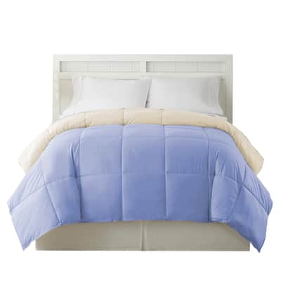 Genoa King Size Box Quilted Reversible Comforter The Urban Port, Blue and Cream