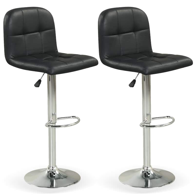 Gymax Swivel Bar Stools Set of 2 w/ Backrests Footrests & Metal Base - Black