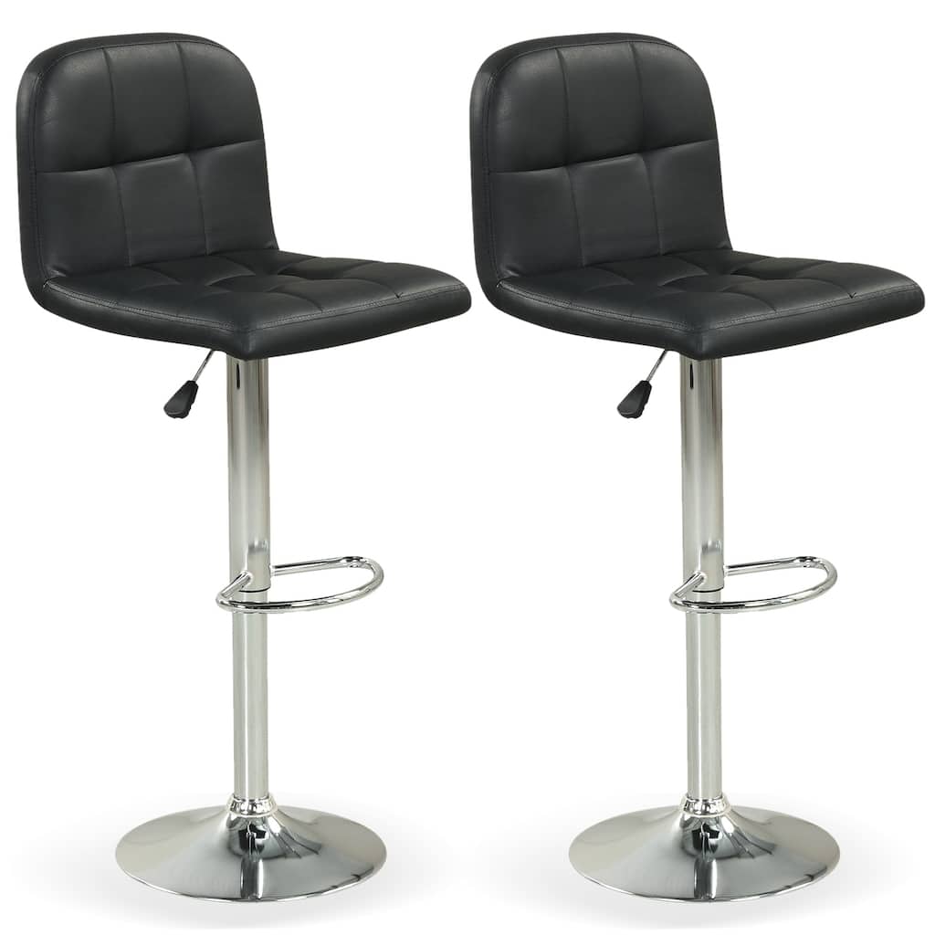 Gymax Swivel Bar Stools Set of 2 w/ Backrests Footrests & Metal Base
