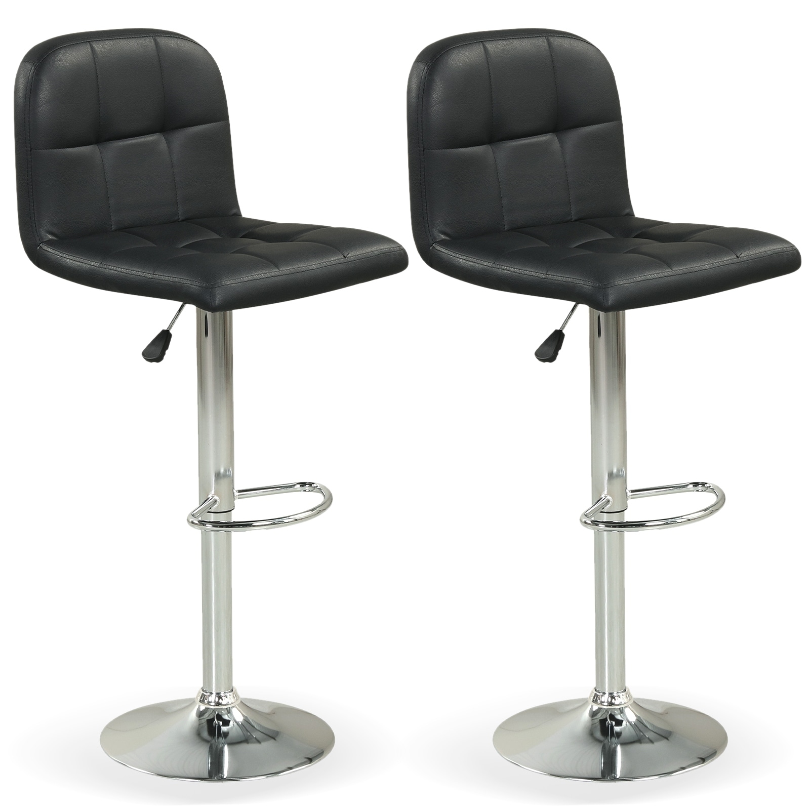 Gymax Swivel Bar Stools Set of 2 w/ Backrests Footrests & Metal Base